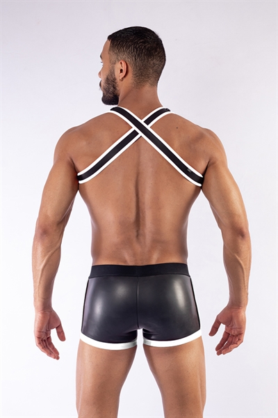 Mister B Neoprene X Back Harness Black White