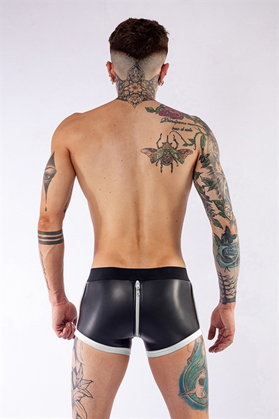 Mister B Neoprene Pouch Shorts Full Zip Black White