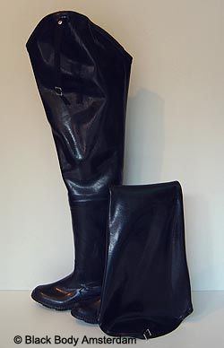 black rubber hip boots